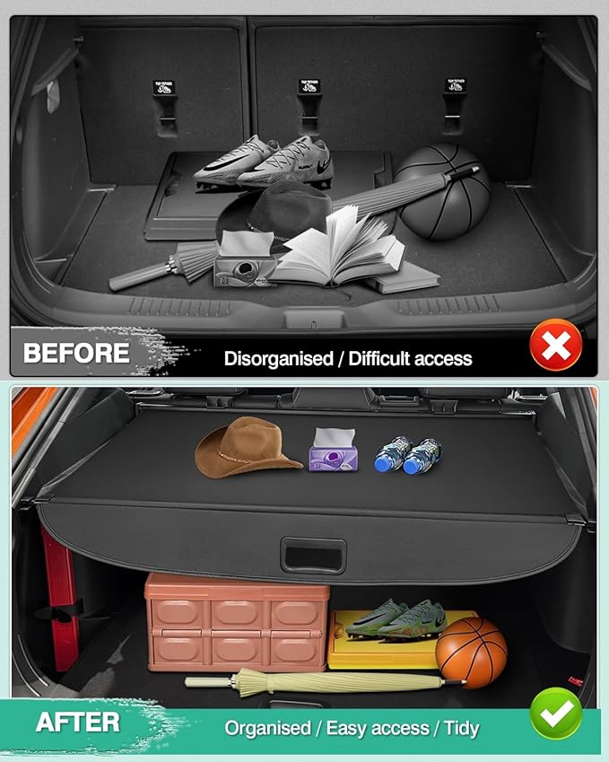 Powerty Retractable Cargo Cover for 2024 Buick Envista, Canvas Texture Trunk Cover Privacy Screen Rear Security Shade for Envista Accessories