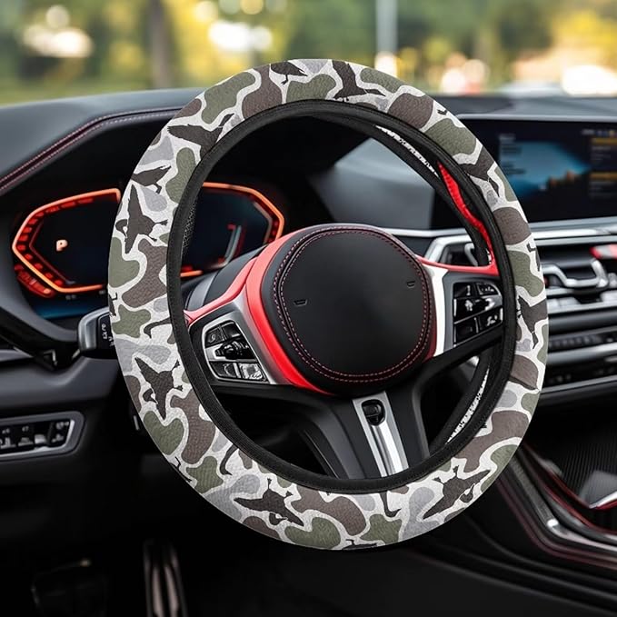 SEANATIVE Duck Hunting Auto Steering Wheel Protector Car Steering Wheel Cover Anti-Slip Universal 15" Vehicle Accessory All Weather Protection