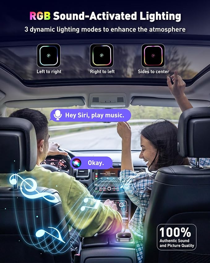 Wireless CarPlay Adapter & Android Auto Dongle, Dual Mode Wired to Wireless Converter, 5.8GHz Fast WiFi, One-Touch Smart Button, Auto-Connect, Plug & Play for Car Stereo