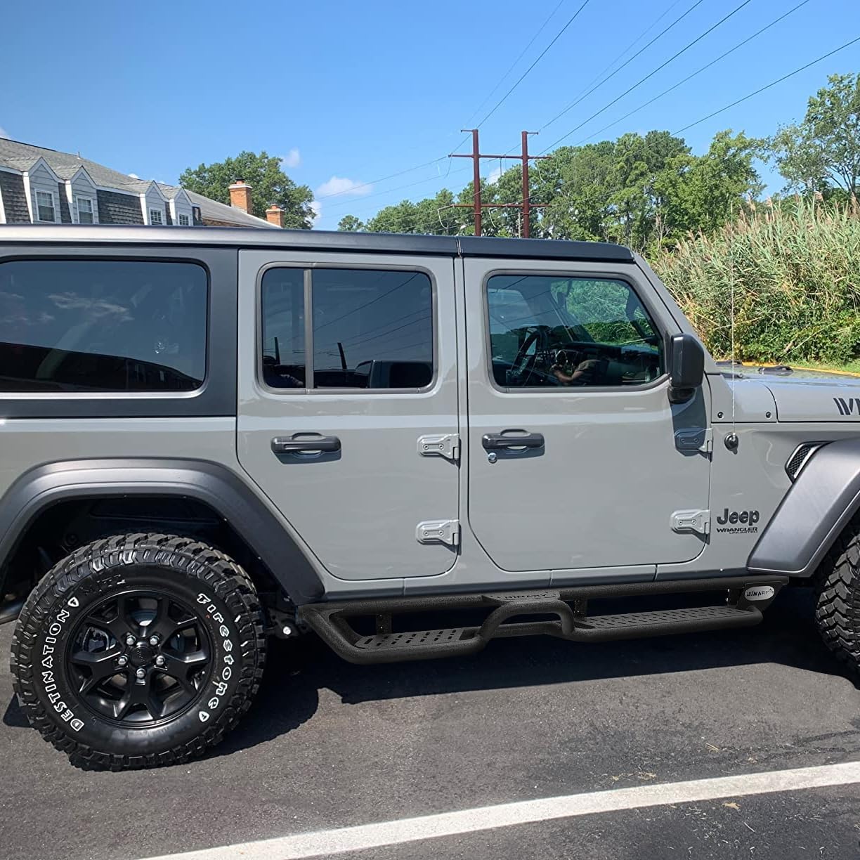 BINARY STAR Running Boards Compatible with Vehicle 2007-2018 Jeep Wrangler JK 4 Doors, 6 Inch Two-Stair Side Steps Nerf Bars, Wrangler Step Bars JKU Step Rails, Carbon Steel Running Boards & Steps.