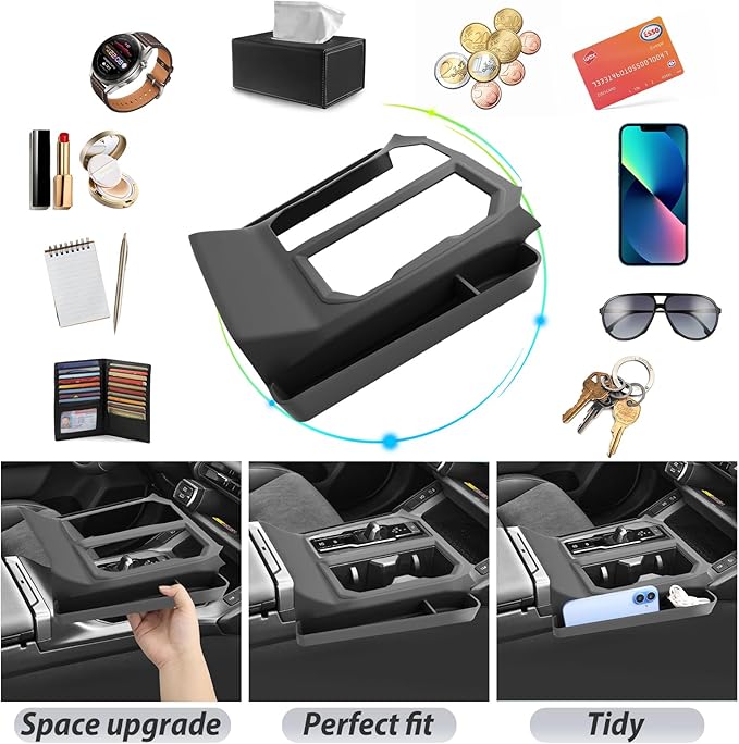 SKTU 2PCS for 2026 Toyota RAV4 Center Console Gear Shift Mat for 2026+ Toyota RAV4 (LE/SE/XLE Premium/Woodland/XSE/Limited) Console Gear Shift Mat & Gear Shift Panel 2026 RAV4 Accessories Storage Box
