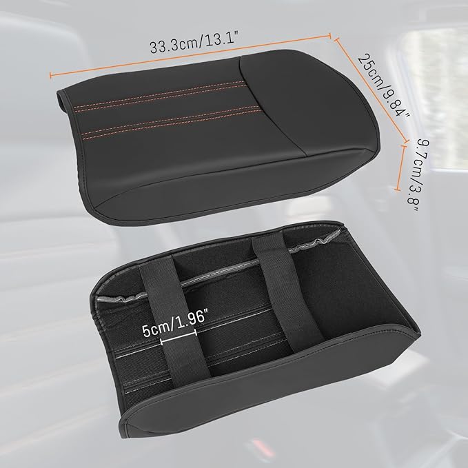 Center Console Armrest Cover Compatible with Honda Pilot 2023 2024 2025 2026, Ridgeline Passport 2024-2026, Armrest Pad Lid Cushion,Center Console Protector Pad (Orange Stitching)