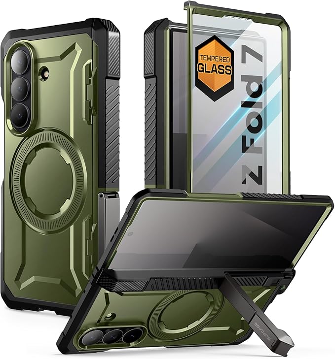 SUPCASE for Samsung Galaxy Z Fold 7 Case with Kickstand (UB Grip), [Compatible with MagSafe] [Built-in Tempered Glass Screen Protector] [Hinge Coverage] Military-Grade Protection Phone Case, Guldan