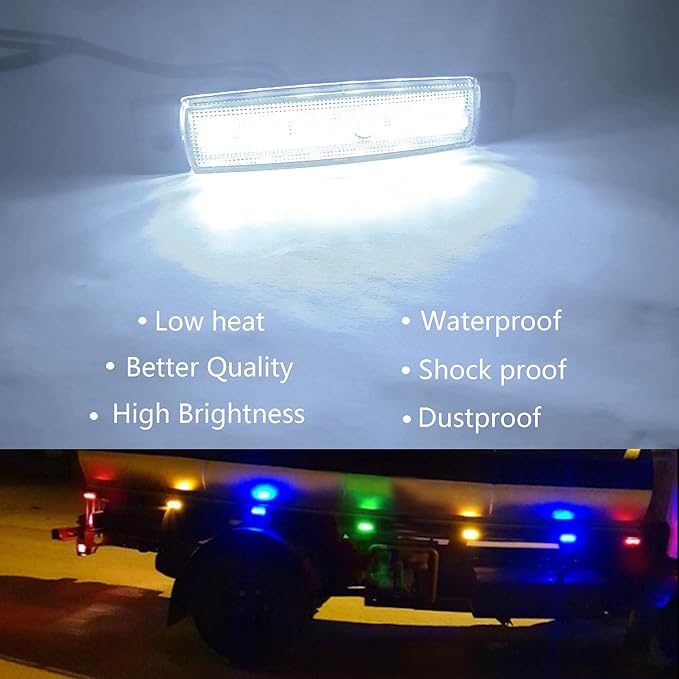 10 Pcs White LED Rock Strip Lights,Wheel Well Underglow Lighting Kits,Car Rock Lights Exterior Side Marker Lights for Wrangler Truck Golf Cart RV RV SUV Offroad