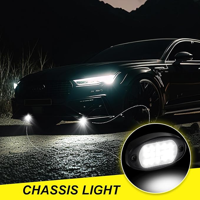 Baquler 30 Pods Rock Lights White Underglow Lights for Trucks Car SUV Waterproof Shockproof LED Ambient Rocklights Automotive Trailer Lighting for Motorcycle Boat ATV UTV(15LED Chip Style)