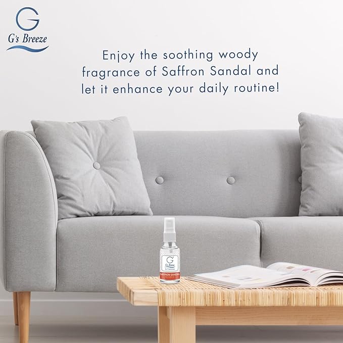 G's Breeze Saffron Sandal Air Freshener – Exotic Blend of Sandalwood & Saffron – Enrich Your Home, Car, and Office With Rich Woody Aroma – Create a Long-Lasting and Inviting Atmosphere Anywhere