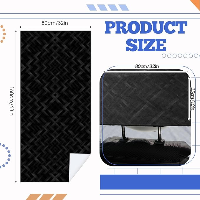 1 Pack Car Seat Towel Covers with Storage Bag 63 x 32 Inch Athletic Running Towel Seat Sweat Washable Non Slip Cover Gift for Car Outdoor Sport Activities (Black Plaid)