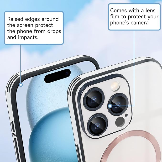 Guppy Compatible with iPhone 16 Pro Case Magnetic, with Full Camera Lens Protector [Compatible with MagSafe] Scratch Resistant Gradient Glass Back Cover Phone Case-Pink