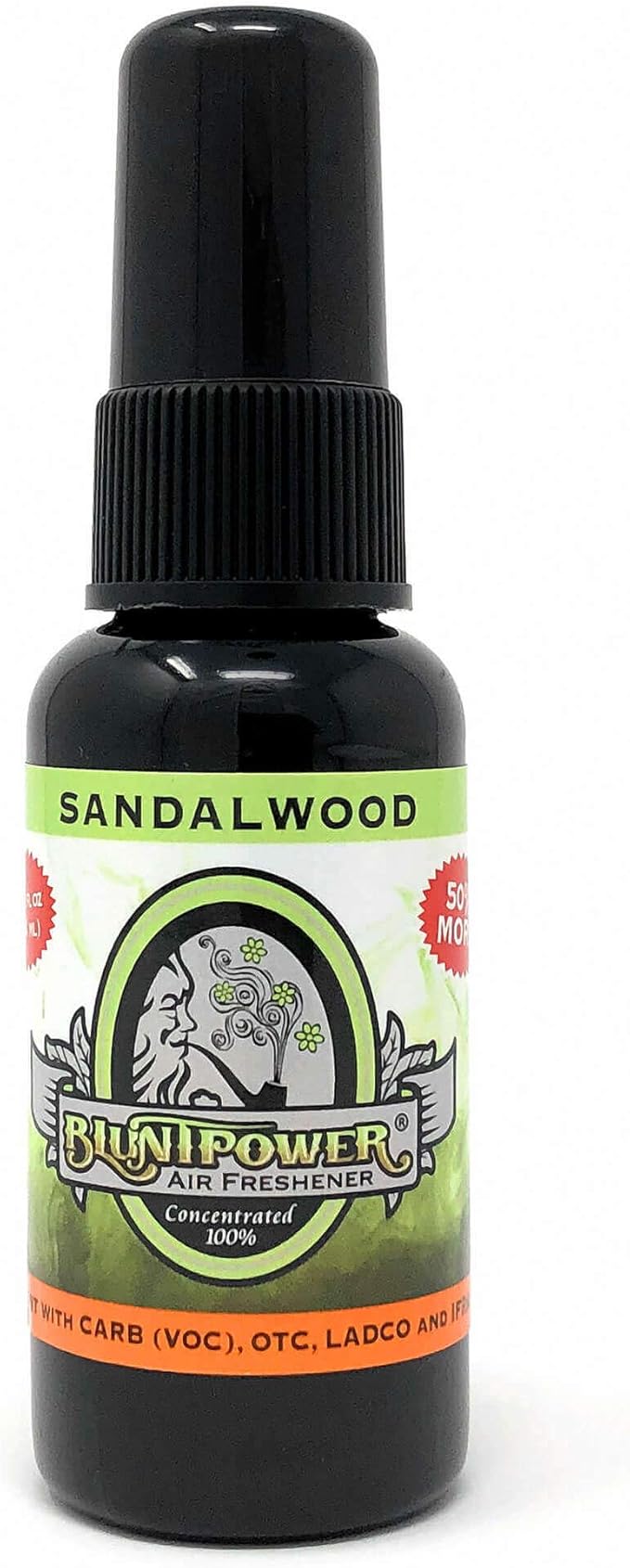 BluntPower (Sandalwood, 1 Pack) Concentrated Air Freshener for Room and Car Spray - Oil-Based Diffuser Spray Bottle - Long-Lasting Bathroom Spray, Car Freshener, & Odor Eliminator Spray