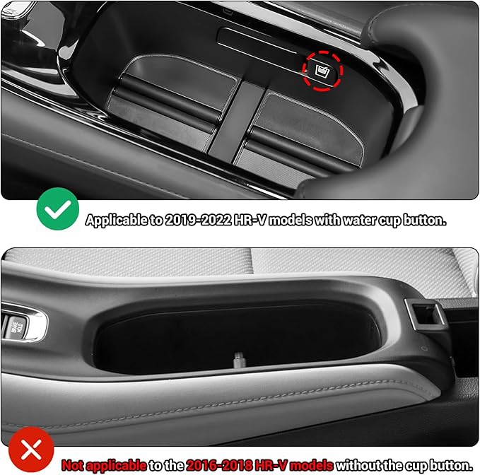 Hellet Car Cup Holder Compatible with Honda 2019-2022 HRV HR-V Accessories Silicone Material OEM Style Inserts Center Console Organizer (Not Fit 2016-2018 Models)