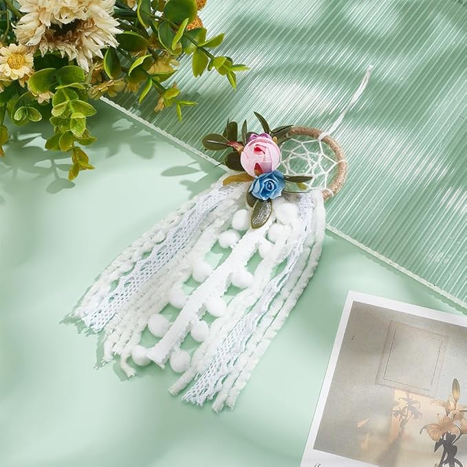 INFUNIY 12set Flower Mini Dream Catcher Kit DIY Dream Catcher Beginner Kit Make Your Own Dream Catcher Kits 6 Inch Small Dream Catchers with Instruction for Teen Room Wall Hanging Car