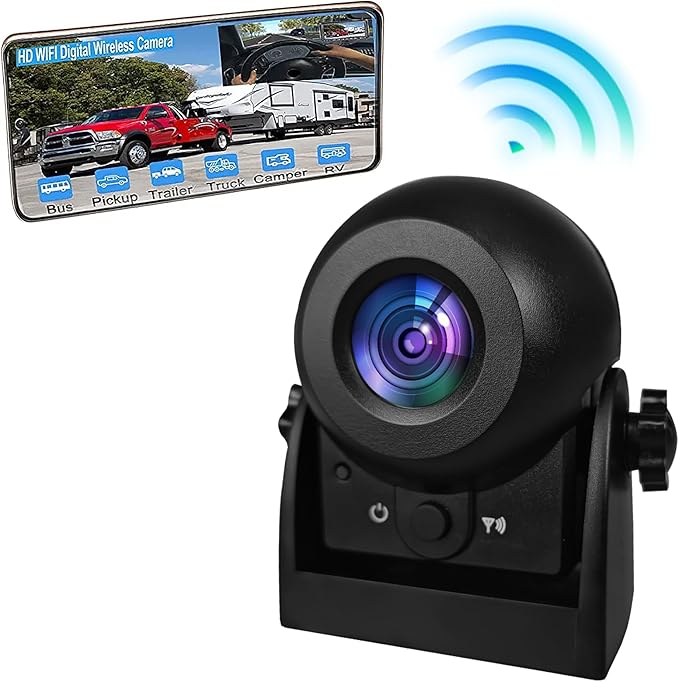 Wireless Backup Camera,1080P HD Magnetic Rear View Camera for Truck/RV/Trailer, Works with CarPlay & Android Auto/in‑Dash Screen, No‑Drill Install, Rechargeable Battery, Night Vision, IP68