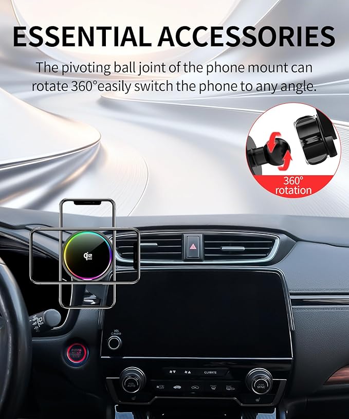 Qi2.2 25W Magnetic Car Mount Charger for 2017 2018 2019 2020 2021 2022 Honda CR-V Accessories,for Fast Charging Cell Phone Holder 5/7 Inch Screen Fixed Clip with Cooling Fan ＆54W Fast Adapter