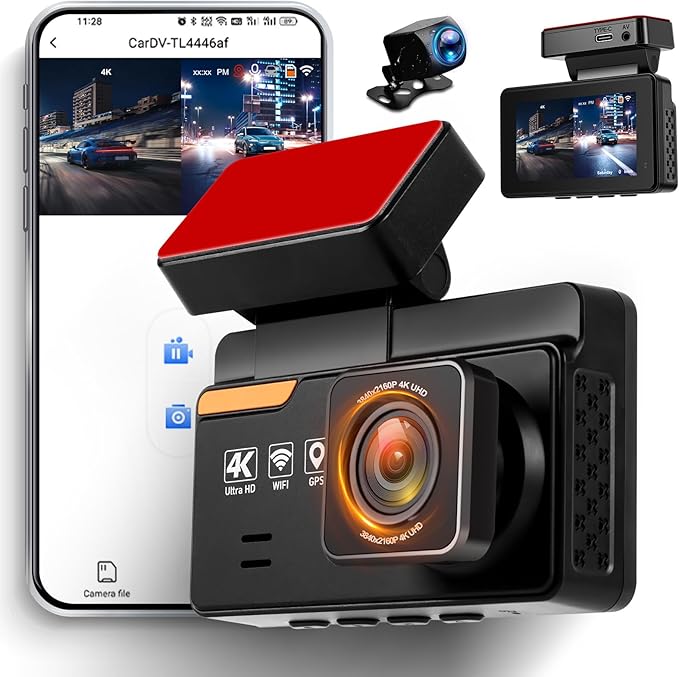 4K Dash Cam Front and Rear Dash Camera for Cars with WiFi GPS App Control ADAS Dashcam,3 inch IPS Screen Dash Cam with G-Sensor,Loop Recording,Night Vision Dashboard Camera