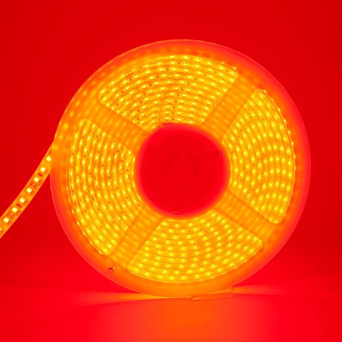 YM E-Bright Red LED Strip Lights 5M /16.4Ft 600SMD Waterproof IP68 Flexible for Bedroom Undercar Lighting Kits Mall Indoor Outdoor House Party Decoration Stage Lights (No Power Adapter)