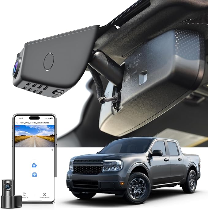 Mangoal Front 4K and Rear 1080P Dash Cam fit for Ford 1st Gen Maverick 2025 2026(Model B), XL XLT Lariat, Integrated OEM Look, UHD 2160P Video, WiFi & Free App, GPS, 128GB Card