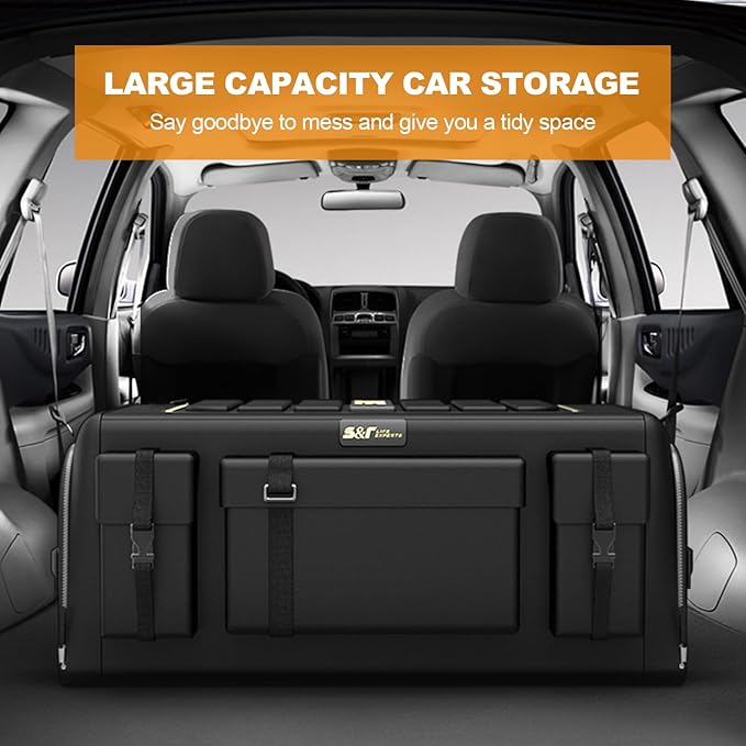 Ergocar Car Trunk Organizer Car Boot Storage Organiser Multi Pocket Car Boot Tidy Storage 3 Times Size Folded Portable Waterproof 1680D Oxford for Car/SUV/Truck/Auto