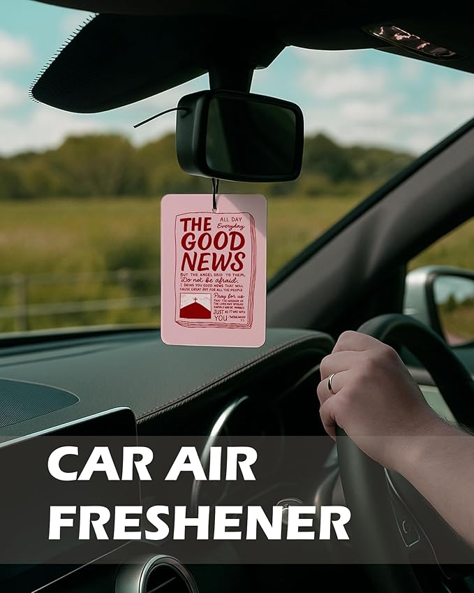 Retro Pink Christian Car Air Freshener 4 Pcs, Neutral Bible Verses Hanging Air Freshener for Cars Bathroom Dorm Books Decor, Vintage Religious Accessories Gifts for Women Men
