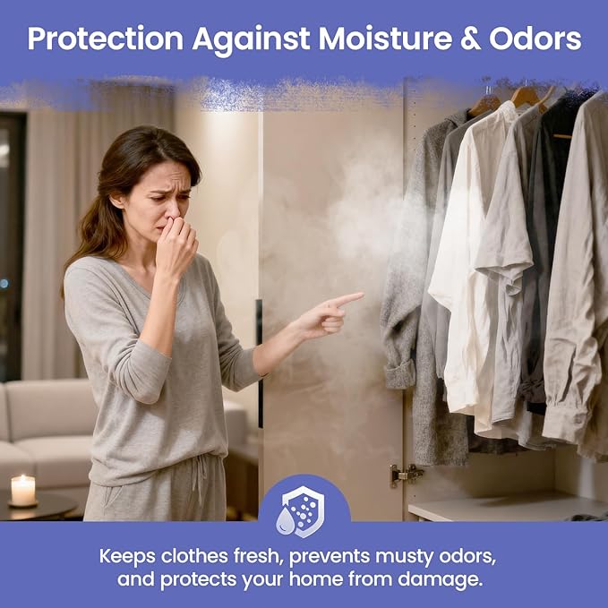 Moisture Absorbers and Humidity Absorber Bags for Closet - 10 Pack High-Efficiency Moisture Absorber and Humidity Packs for Home, Moisture Bags and Dehumidifier Bags for Car Blue Flax, 10 Pack
