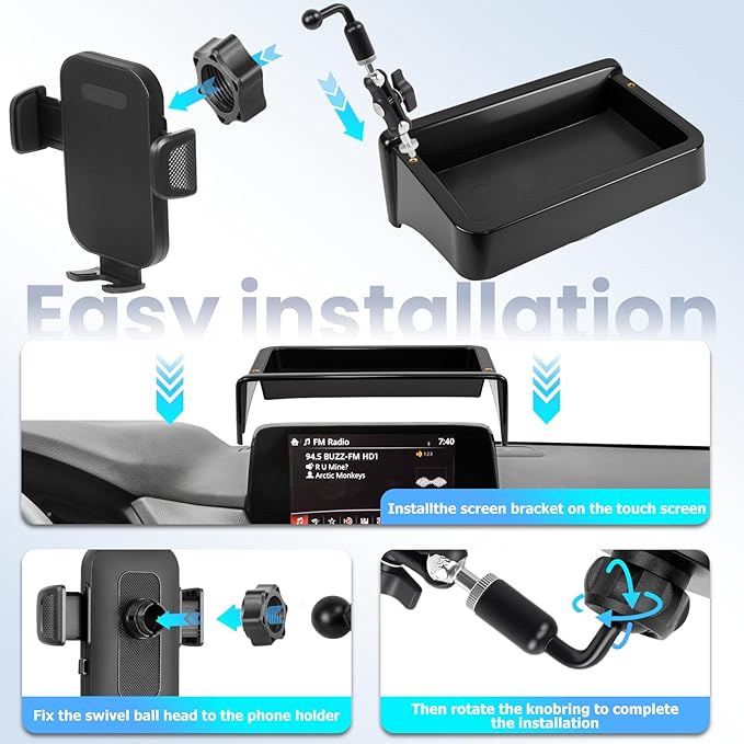 Car Phone Holder Fit for Mazda CX5 2021-2025 Accessories Dashboard Organizer with Cell Phone Mount 10.25-inch, Cell Phone Automobile Cradles Hands-Free 360 Degree Rotation