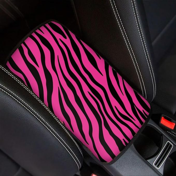 JoyLamoria Stripe Car Armrest Cushion Cover Center Console Box Pad Car Accessories,Pink