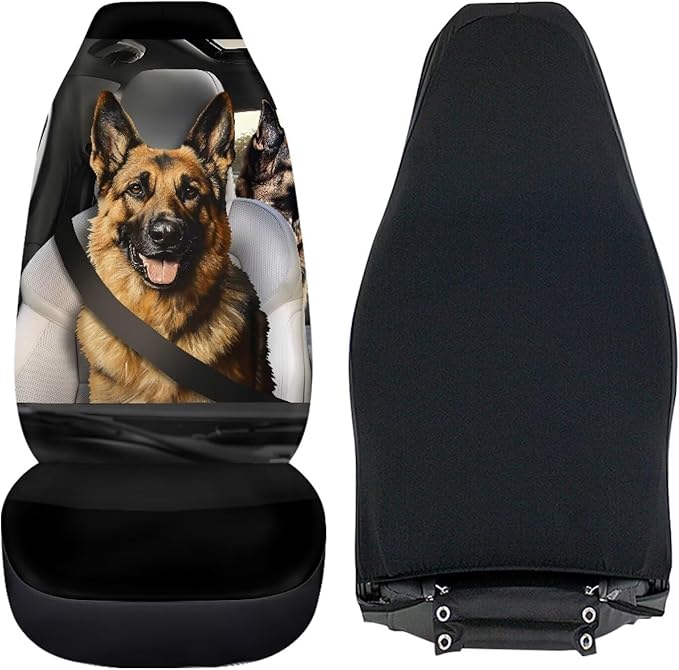 ELEQIN Car Seat Covers, Funny German Shepherd Seat Cover Front Car Seat Cushion, Front Auto Protector Universal Fit Most Cars, Automotive Interior Accessory