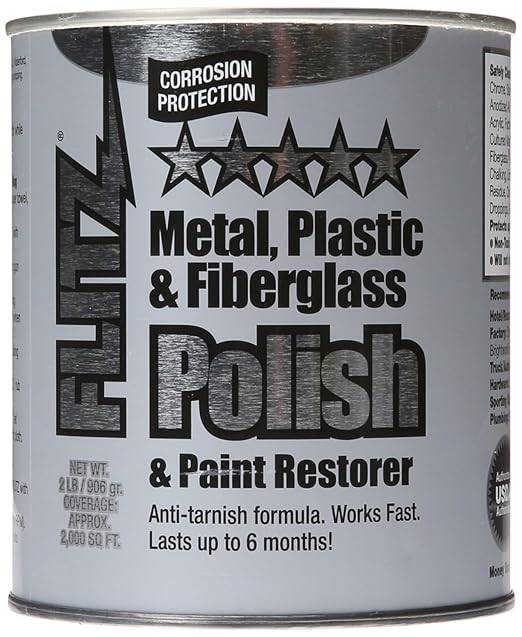 Flitz Metal Polish Paste - 2lb Can of USA-Made Polish for Solid Chrome, Stainless Steel, Aluminum- Non-Abrasive for Light Oxidation - Requires Manual Buffing - Not for Plated/Coated Surfaces (6 Pack)