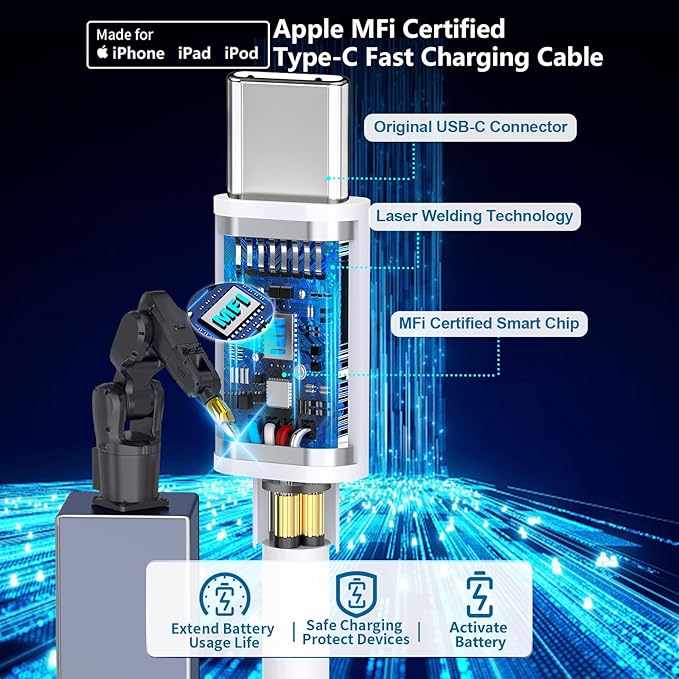 [Apple MFi Certified] iPhone 17 Car Charger, Rombica 3-Port 67W Dual USB-C&USB-A Car Power Cigarette Lighter PD/QC Type-C Fast Car Charger with Type-C Cable for iPhone 17/17 Pro Max/16 Pro/15 Pro/iPad