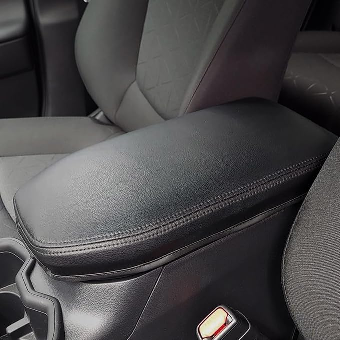Center Console Cover for Toyota RAV4-2025 2024 2023 2022 2021 2020 2019 Leather Middle Console Cover Armrest Cover Protector for Toyota RAV4 Accessories (Black)