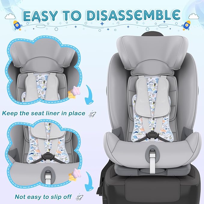 Pinkunn Gel Car Seat Baby Cooling Pad for Summer Breathable Stroller Cooler Pad Multifunctional Carseat Cooling Mat for Baby Child Dining Chair Safety Seat Stroller(Blue,Dinosaur)
