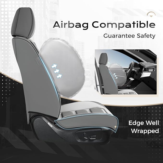 Coverado Car Seat Covers, Front Covers for Cars, Car Seat Cover Front Seats, Automotive Seat Cover, Waterproof, Leather Car Seat Cushion, Universal Interior Covers Seat Protectors for Most Cars