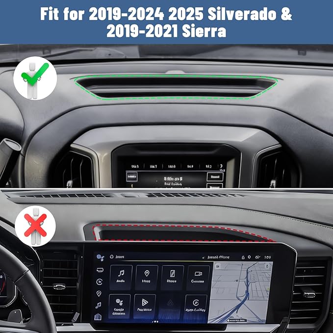Surfcabin Dash Platform Phone Mount Compatible with 2019 2020 2021 2022 2023 2024 2025 Chevy Silverado & 2019-2021 GMC Sierra 1500 Accessories Metal Cell Phone Holder