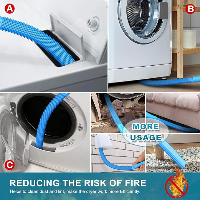 Sealegend 58-Pieces 40-Feet Dryer Vent Cleaner Kit, Dryer Cleaning Tools, Include Omnidirectional Blue Dryer Lint Vacuum Attachment, Dryer Vent Brush, Universal Vacuum & Dryer Adapters