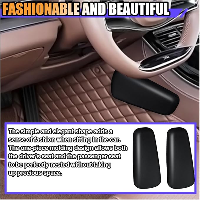 2PCS Car Door Armrest Pads, Soft Memory Foam Car Knee Leg Elbow Cushion, Leather Car Arm Rest Pillow for Comfort Support, Universal Car Interior Accessories for Most Vehicles (Black)