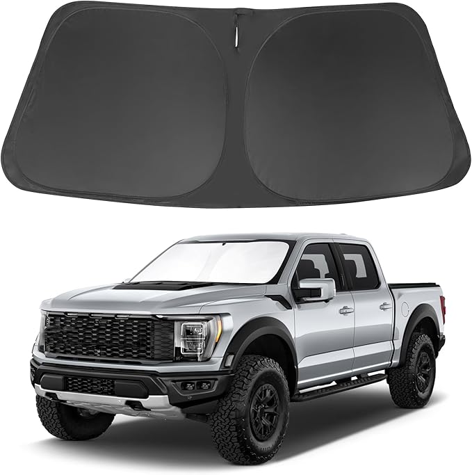 Windshield Sun Shade Compatible with 2021-2024 2025 2026 Ford F150 F-150 (Lariat, King Ranch, Platinum, XL XLT Limited Raptor) Accessories Sunshade Shield Protector