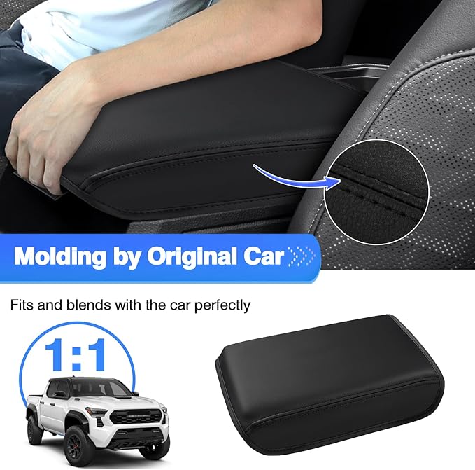 Autorder Center Console Cover for 2024 2025 2026 Toyota Tacoma Accessories Armrest Cover Anti-Scratch Middle Console Pad Leather Armrest Protector