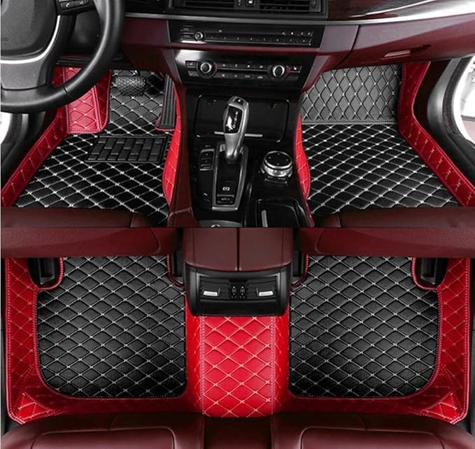 Custome Car Mats Accessories All Weather Floor mats Compatible with Automotive Floor Mats Passenger car mats (red Beige Black)