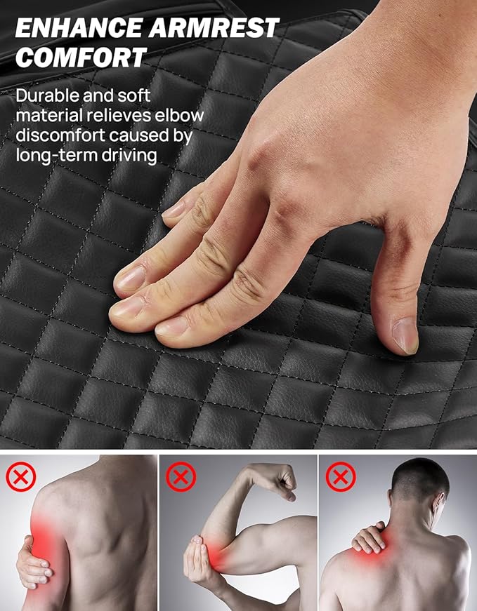 JOYTUTUS Center Console Cover Compatible with 2021 2022 2023 2024 2025 2026 Ford F150, Leather Armrest Cover Center Console Cushion Arm Rest with Side Pockets