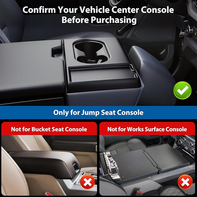All Metal Front Center Seat Headrest Organizer Compatible with 2011-2025 2026 Ford F150 F250 F350 F450 F550 F650 Accessories, Compartment Tray Container Storage Box with Cup Holder(Jump Seat Only)