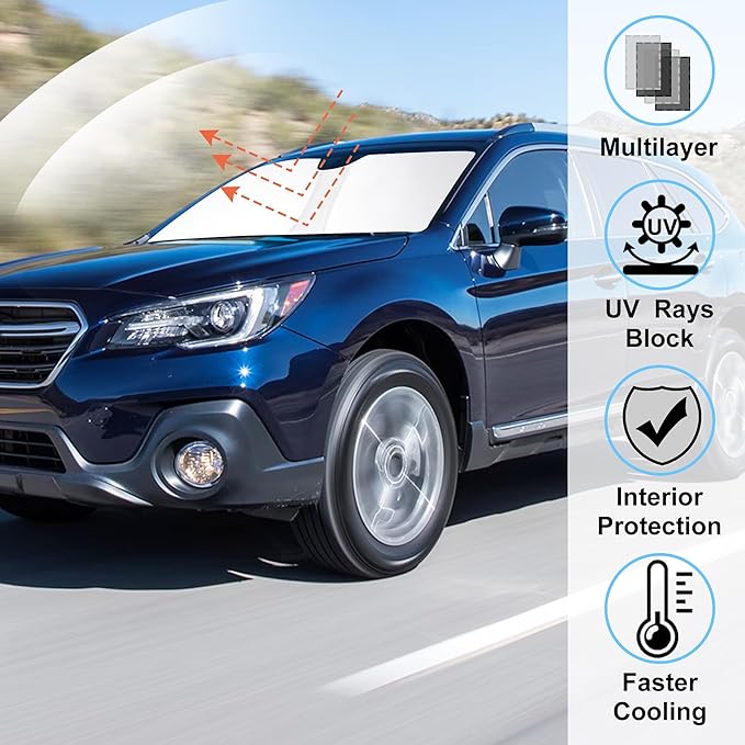 Windshield Sun Shade Custom Fit for 2015-2019 Subaru Outback Wagon Accessories Foldable Sunshade Sun Blocker Protect Car from Sun Rays & Heat Damage Keep Car Cooler