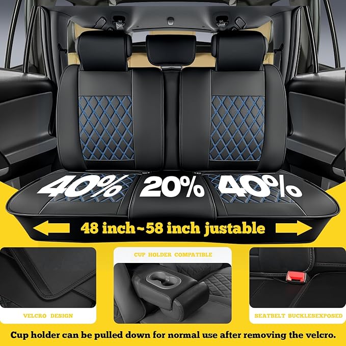 LINGVIDO Car Seat Covers Full Set (5 Seats) - Premium Perforated Nappa Leather, Waterproof Shield, Omni-Adapt Fit SUVs Sedans, Ultimate Family & Pet Protection