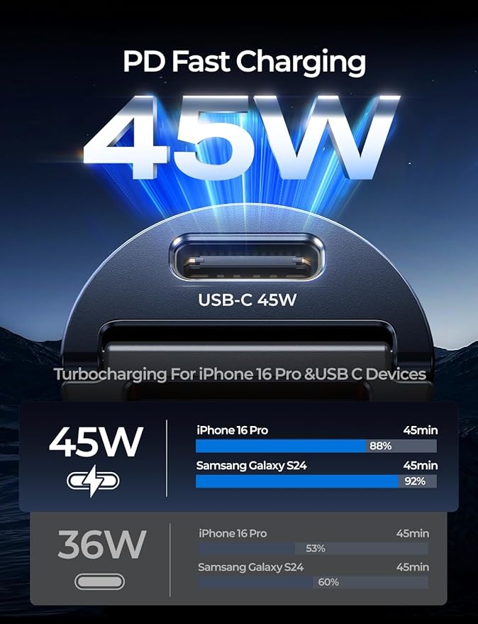 AINOPE 17 Air iPhone 16 15 Pro Max 90W USB C Car Charger Fast Charging,[Smallest Metal] Car Charger USB C PD45W+QC3.0 Dual Port Cigarette Lighter iPad Samsung Galaxy S25/S24, Android, Black