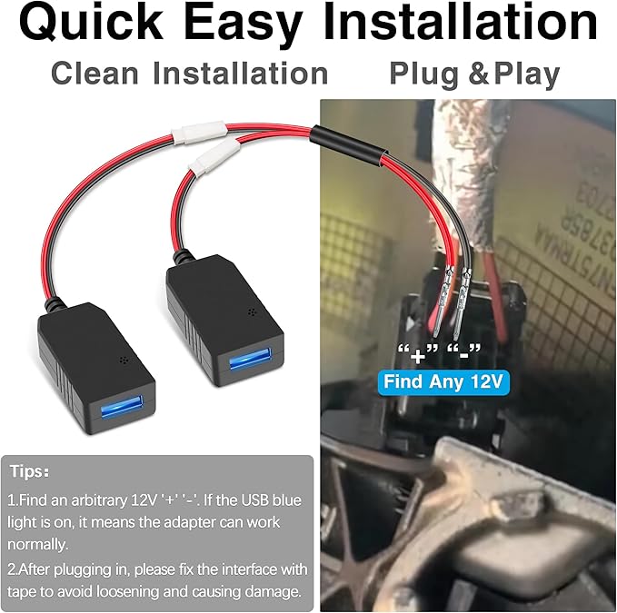 YQMAJIM Dashcam Power Adapter,(Universal) Compatible with All Models,Dual DC Buck Converter 12V to 5V,Dash Cam Hardwire Kit,Built-in Hide USB to GPS Radar Mirror Camera Dashcam Charger Adapter Cable