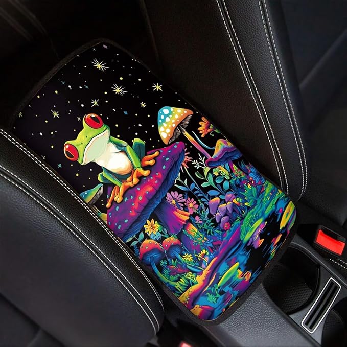 Mushroom Frog Universal Center Console Armrest Soft Pad Protector Cover Center Console Cushion Fits for Most Vehicle,SUV,Truck Car Accessories