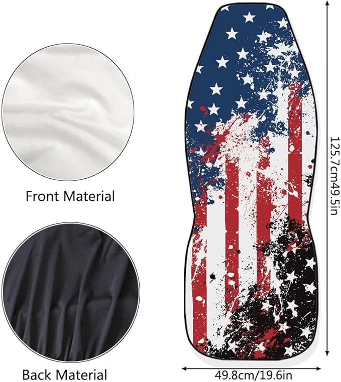 Car Seat Covers Set Front Seats Only 2 Pack Universal Fit Most Truck SUV Vans Auto Accessories Interior Cushion Protector（Creative American Flag Print 2）