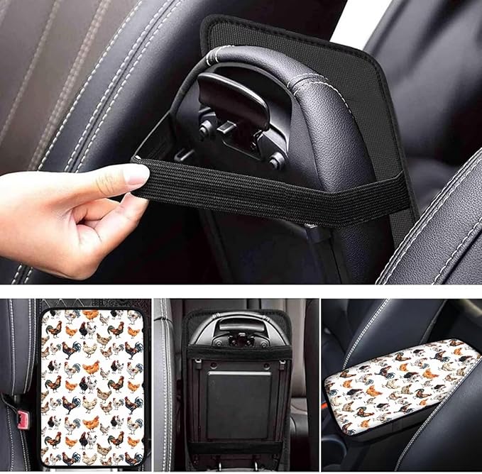 JoyLamoria Rooster Vehicle Center Console Cover Armrest Cover Pad Universal Fit Soft Comfort Center Console Armrest Cushion for Car Truck SUV