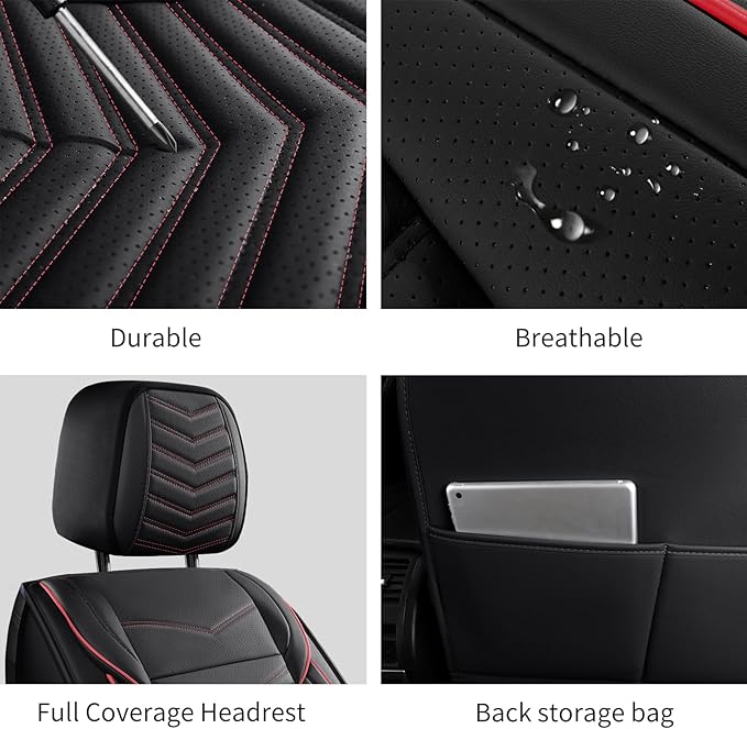 Nappa Leather Car Seat Covers Front Seats, Car seat Protector, Waterproof Car Seat Cushion, Universal Automotive Seat Covers Fit for SUV Truck Pick-up Sedan and Most Cars