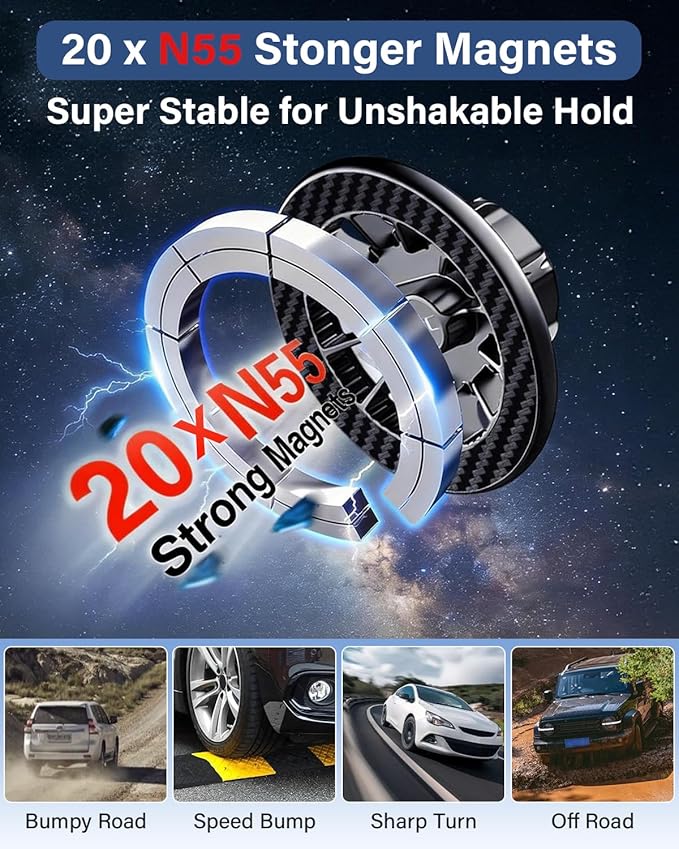 Car Phone Holder for Toyota RAV4 2019-2025 Accessories 7/8-Inch Screen Fixed Clip, Automobile Cradles Magnetic Phone Mount Compatible with MagSafe, Strong Magnets Cell Phone Base(Not Fit 9/10.5-inch)