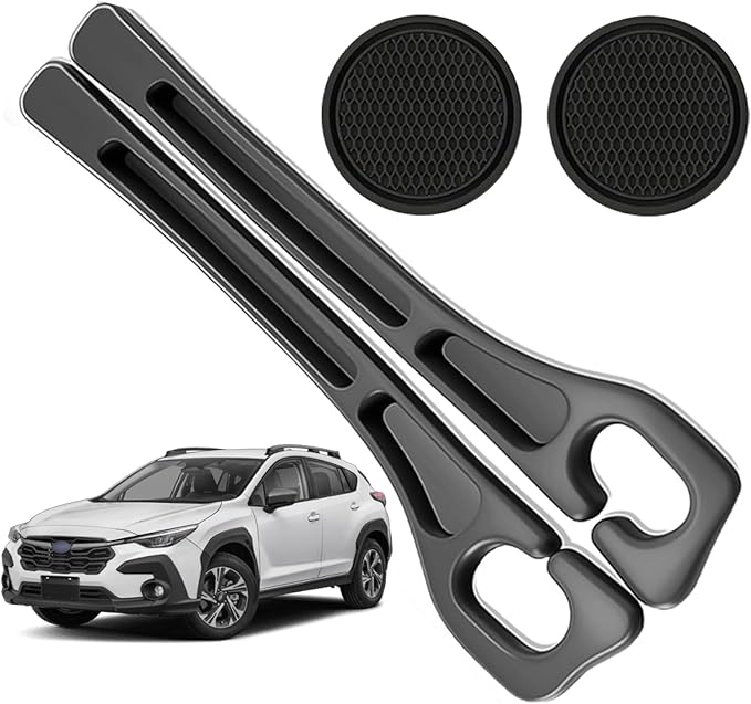 Car Seat Gap Filler Organizer Compatible with Subaru Crosstrek Accessories Seat Gap Plug Blocker with Storage Slot Non-Slip Car Cup Holder Coaster Black