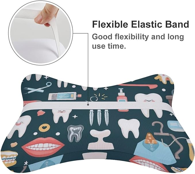 Office Neck Pillow, Compatible with Teeth Dental Seamless Pattern Head Chin Supporting Cushion for Sleeping, Nap, Rest, Memory Foam Airplane Pillow Car Pillow, and Machine Washable